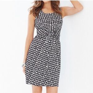 LEOTA BLACK AND WHITE SLEEVELESS DRESS WITH WAIST TIES SIZE 6